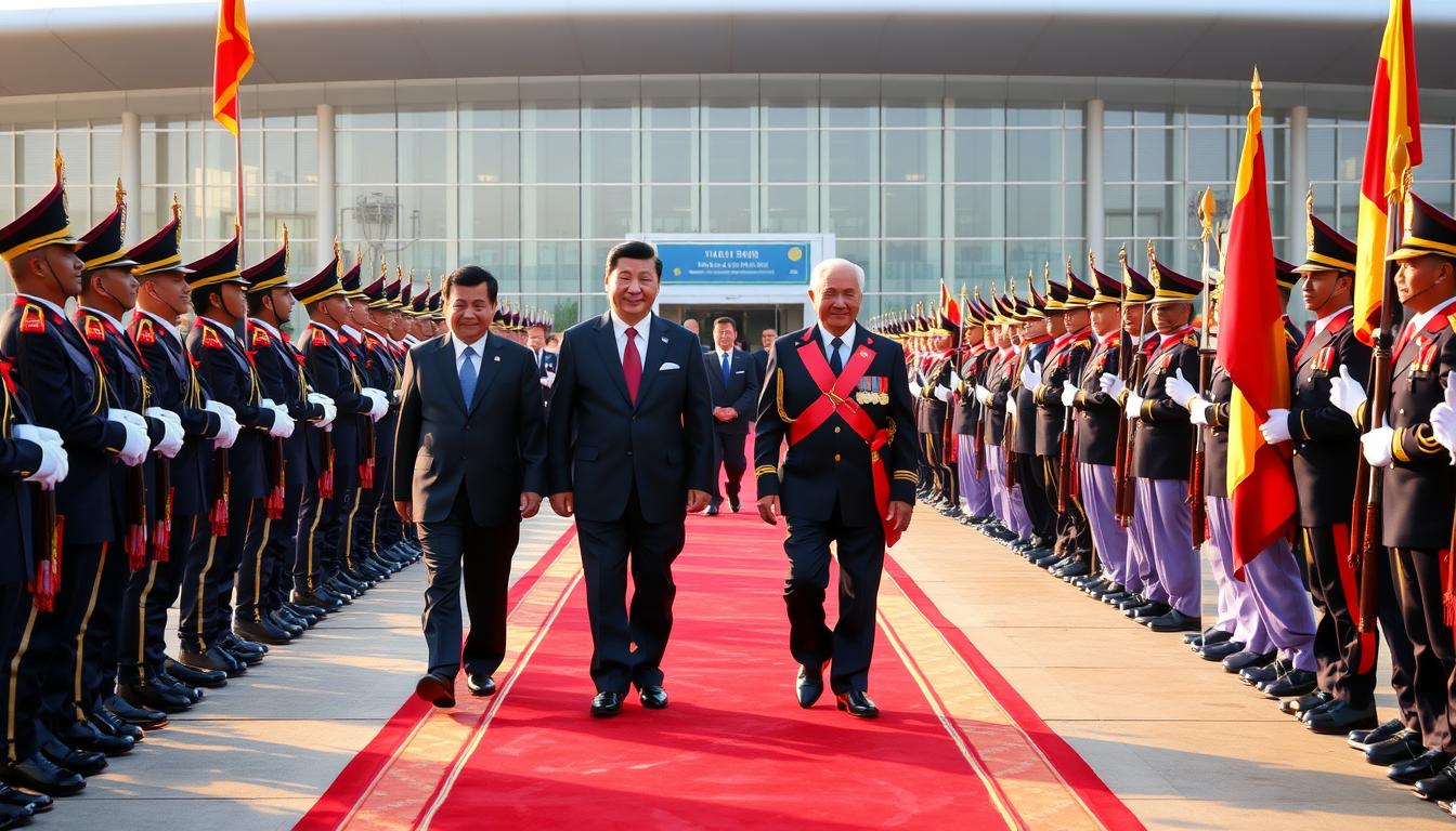 Xi Jinping Disambut Raja Kamboja di Bandara Phnom Penh